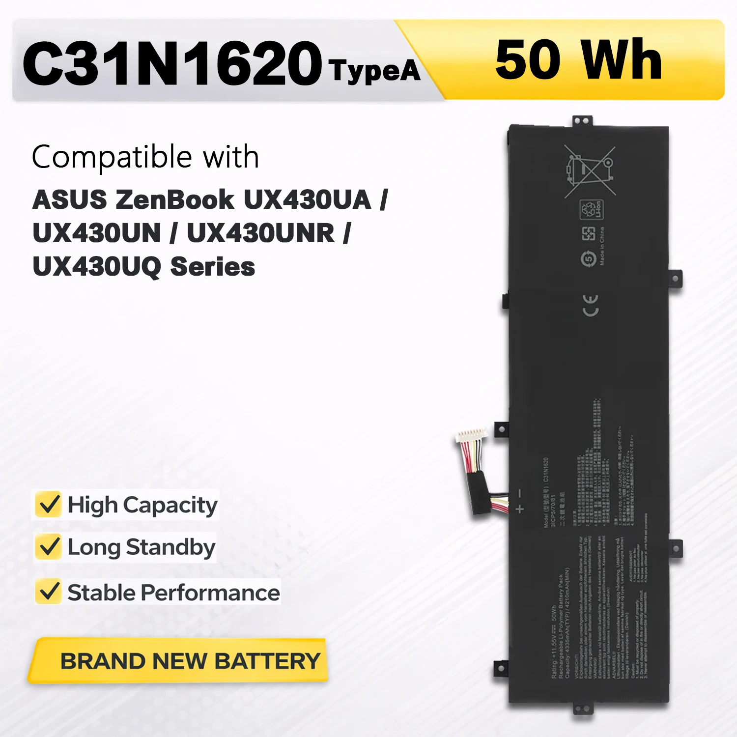 PowerHub C31N1620 11.55V 50Wh 4335mAh Laptop Battery For ASUS ZenBook UX430 ASUSPRO PU404 P5440 Type A B UX430UN UX430UQ UX430UA
