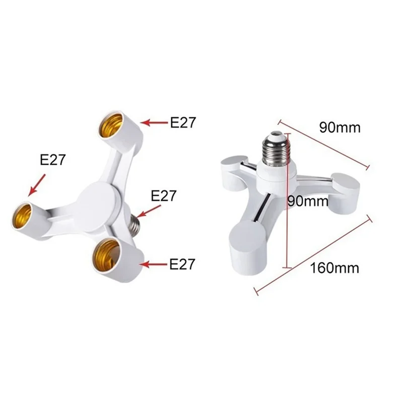 

【Last-Chance!】2X 3In1 E27 To E27 Extended LED Lamp Bulbs Socket Splitter Adapter Holder High Quality For Photo Studio Photograph