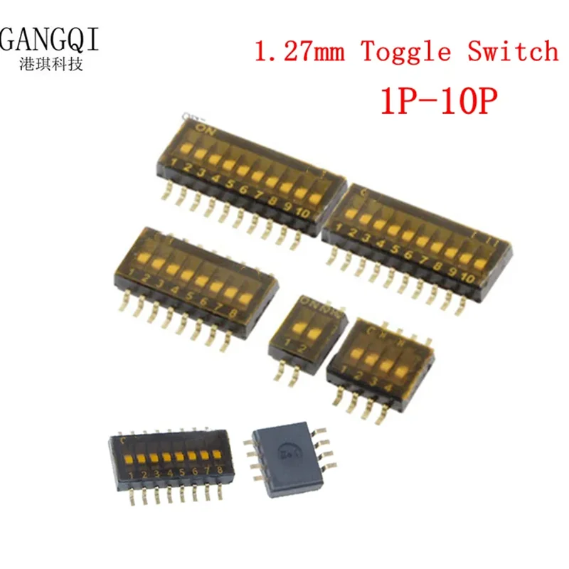 5PCS SMD SMT Slide Type Switch 1P 2P 3P 4P 5P 6P 8P 1.27mm Position Way DIP Black Pitch Toggle Switch Black Snap Switch