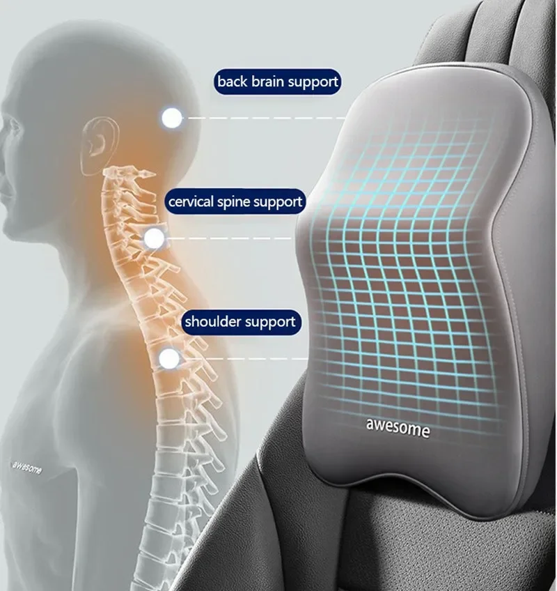 Car Lumbar Back Support Headrest Neck Pillow Memory Foam Lumbar Pillow Universal Soft Neck Pillows Cushion Car Supplies