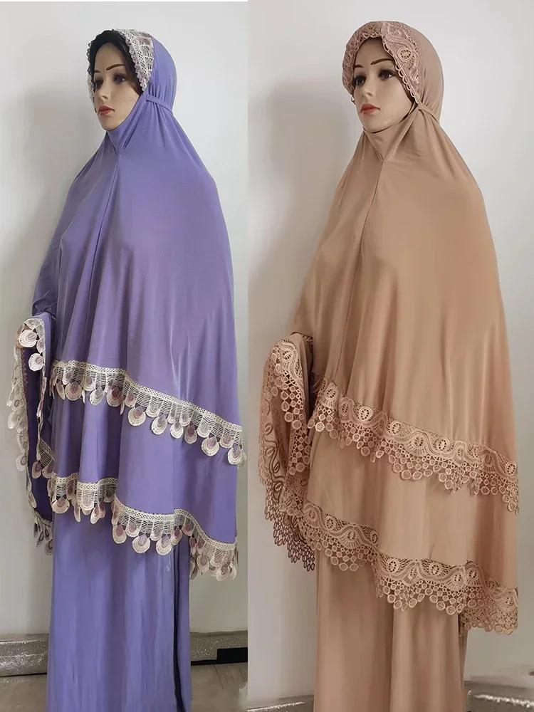 Conjunto de 2 piezas de Ramadán, Abaya musulmana de Khimar larga, prenda de oración para mujer, vestido de oración saudita, conjuntos de falda de