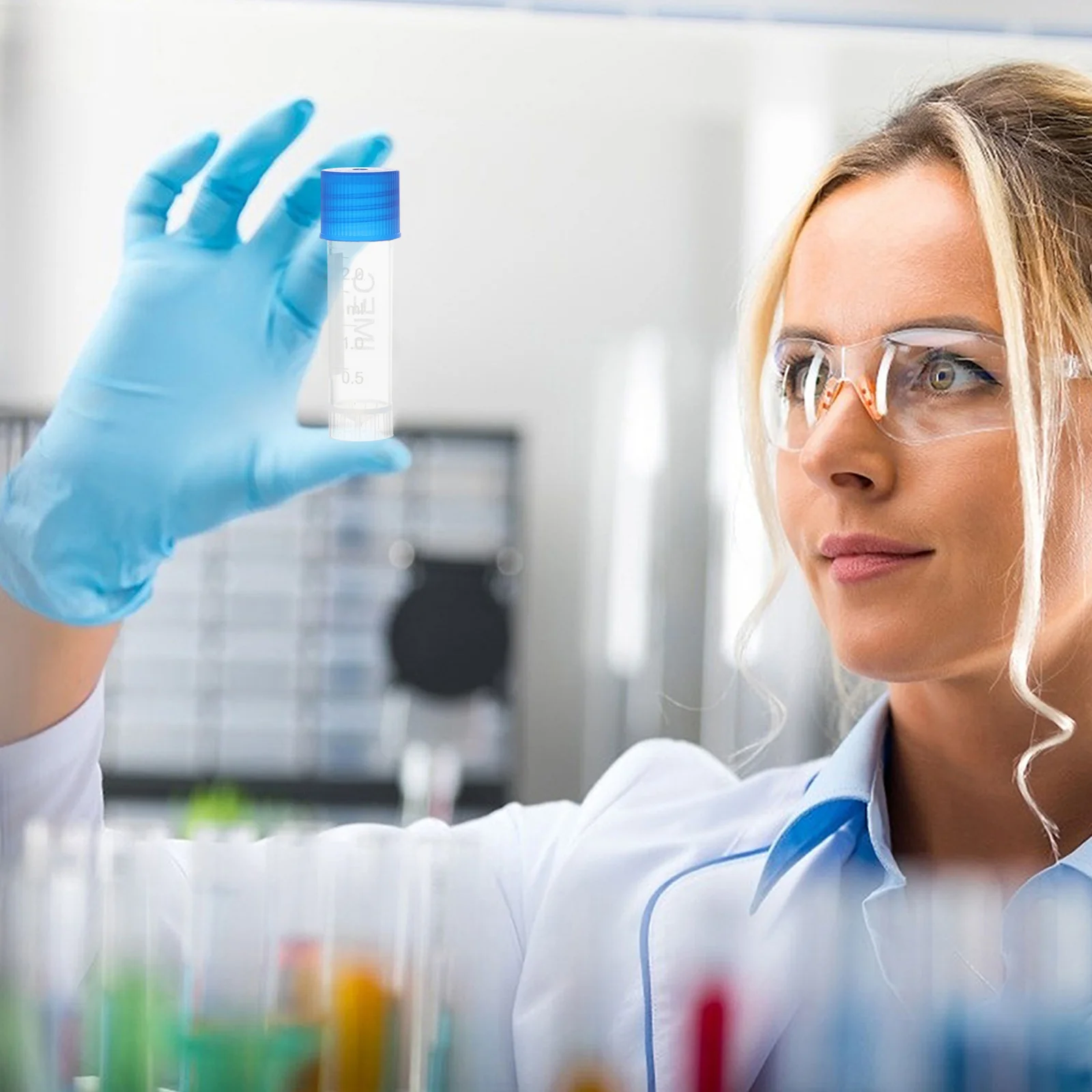 

500Pcs Graduated Freezing Tubes Plastic Vials with Lids for Science Lab Chemical Testing Sample Storage Plastic Tubes with Caps