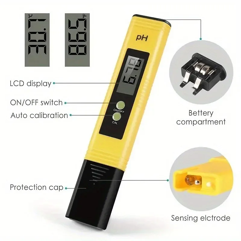 Ph Meter 0-14 Tester Pen for Hydroponics 0.01 High Precision Pocket Size for Home Drinking Water and Swimming Pool
