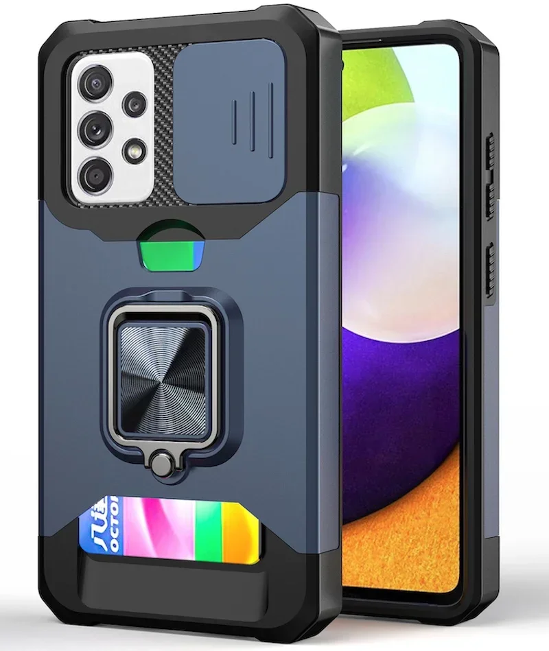 Shockproof Armor for Samsung Galaxy A56 A36 A26 A16 A06 A15 A25 A35 A55 5G A14 A34 A53 A54 4G Case Cover Card Magnetic With Ring