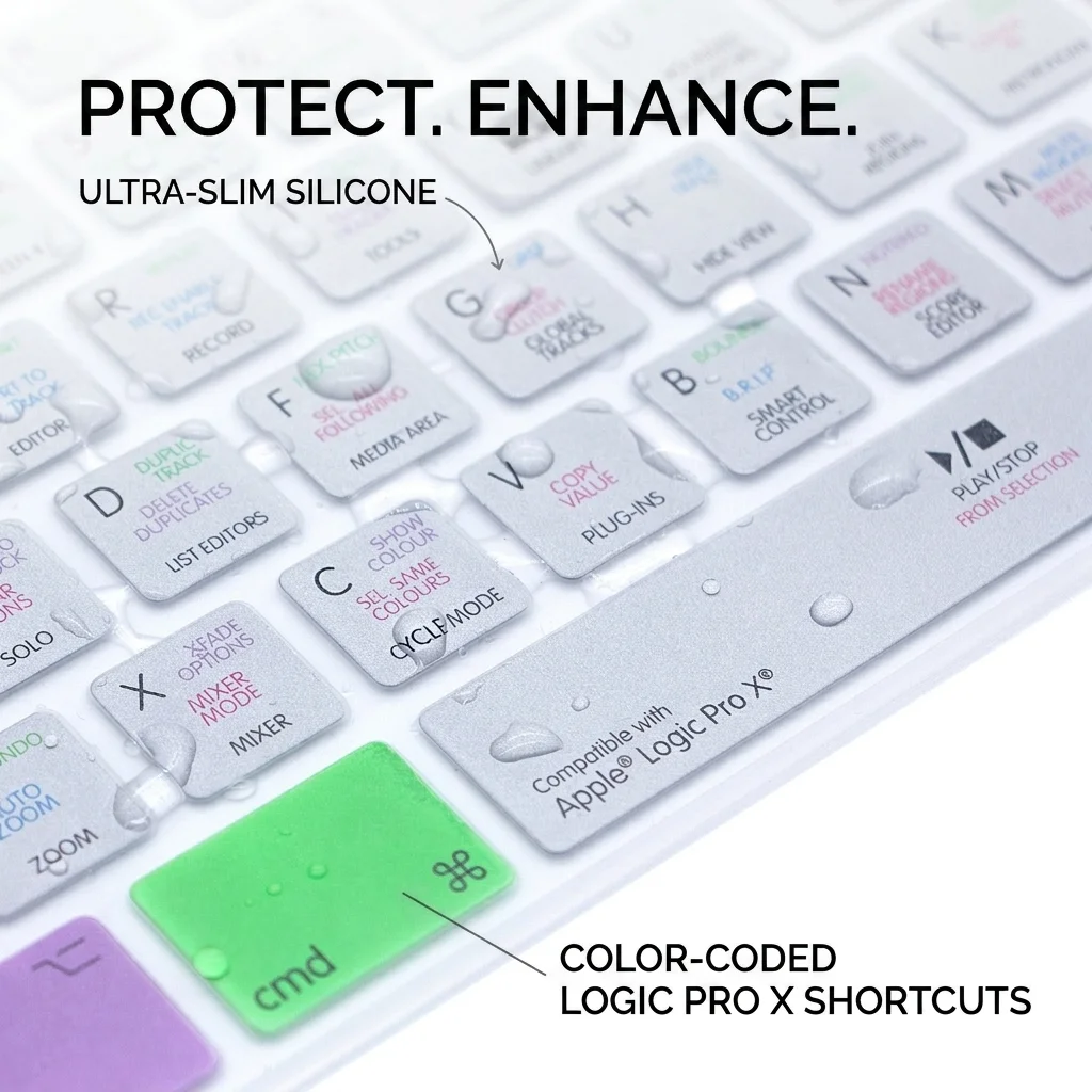 Logic Pro X Shortcuts Hotkey Design Keyboard Cover Skin US&EU for iMac G6 MB110LL/B MB110LL/A A1243 Keyboard with Numeric Keypad