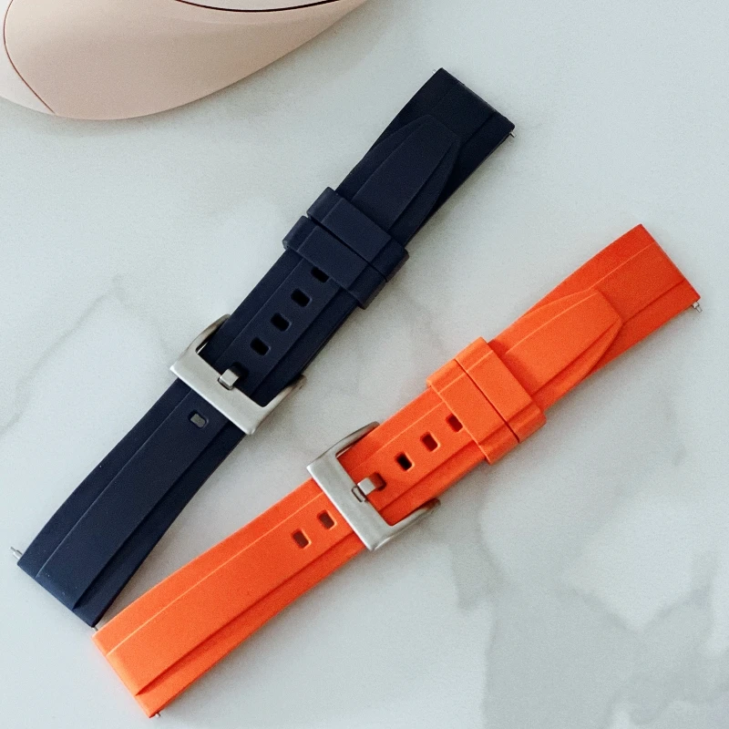 Premium Grade Vulcanized FKM Rubber Watch Strap 18mm 20mm 22mm 24mm Quick Release Watchbands