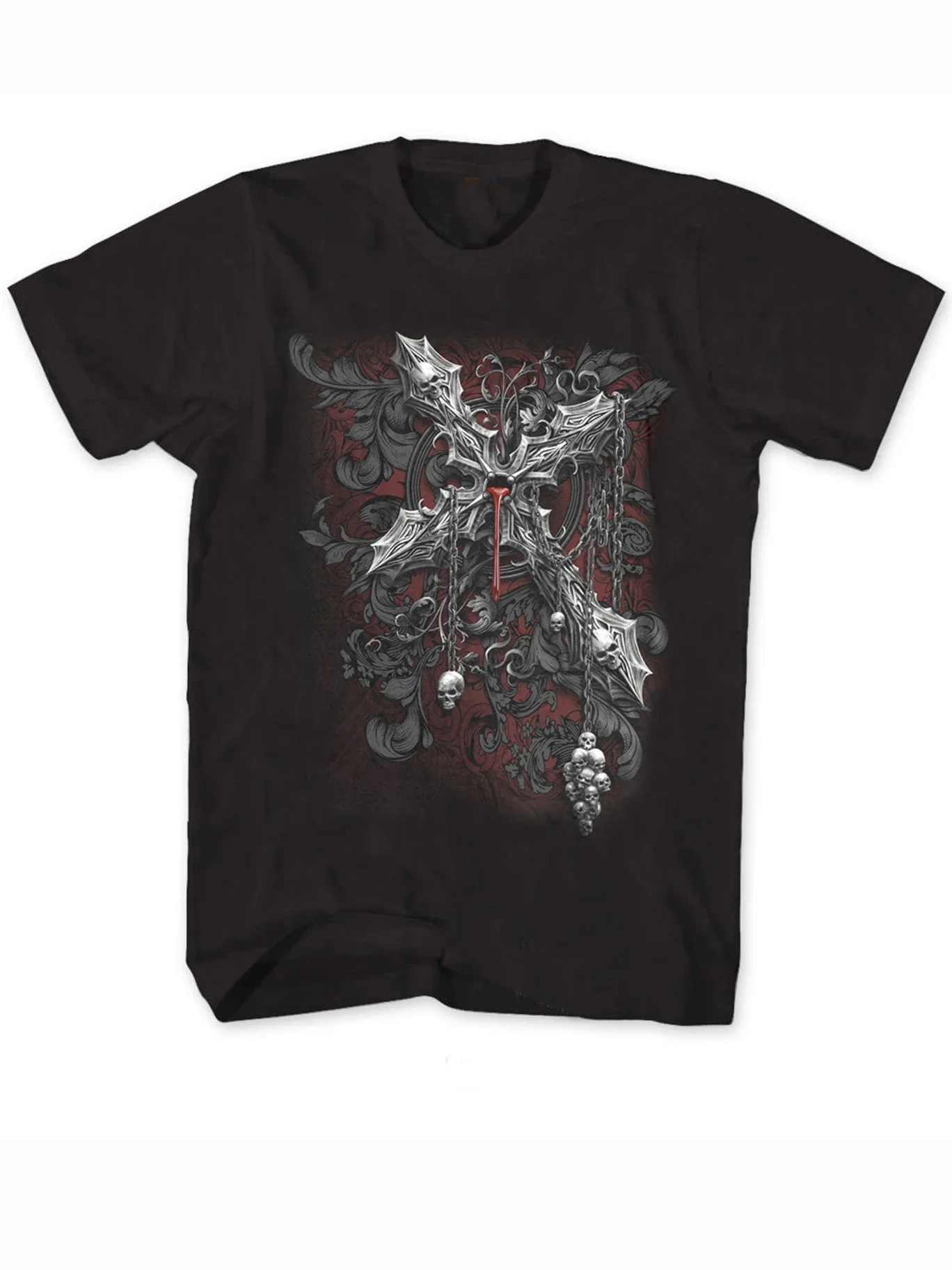 Blood Religion Gothic Cross of Darkness T-Shirt New 100% Cotton Short Sleeve O-Neck Harajuku Casual Mens T-shirt Streetwear