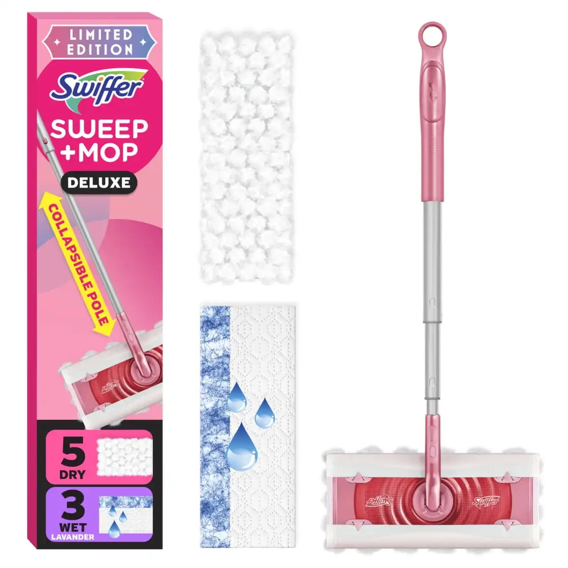 

Mop Deluxe, Wicked Limited Edition Pink, 1 Device, 5 Sweep Refills, 3 Mop Refills