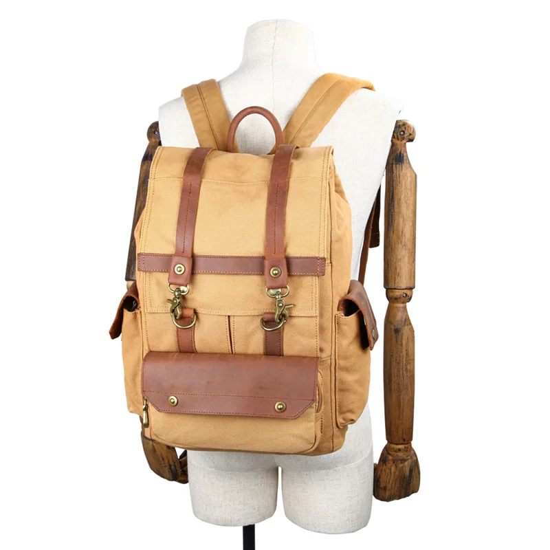 Casual retro canvas bag - trendy fashion computer bag - travel waterproof and durable backpack for two-shoulder carrying