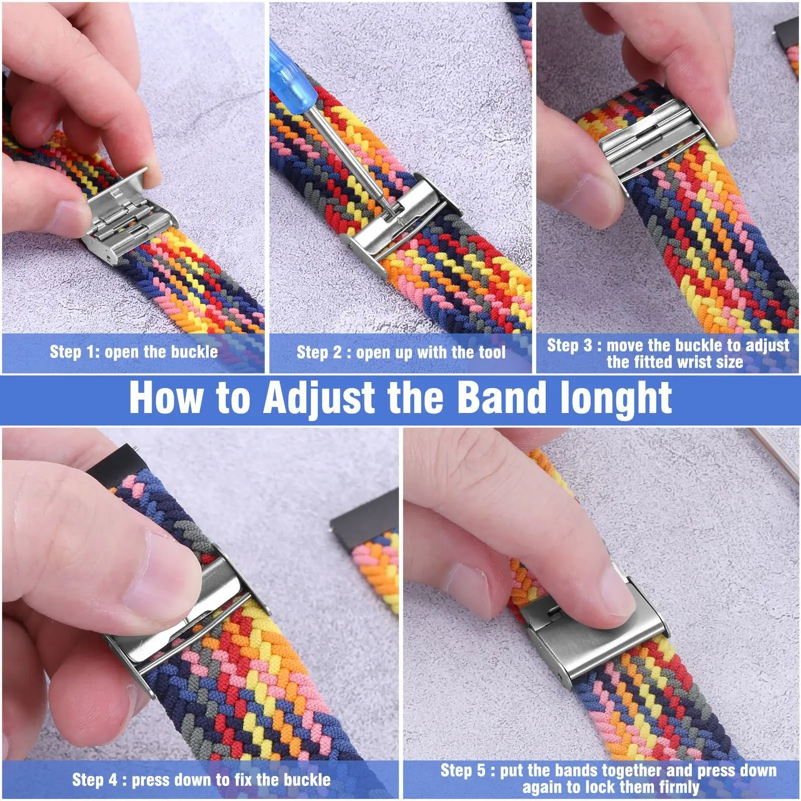 Braided Solo Loop Strap for Samsung Galaxy Watch Ultra Band 47mm Stretchy Elastic Fabric Nylon Bracelet Galaxy watch 7Ultra Band