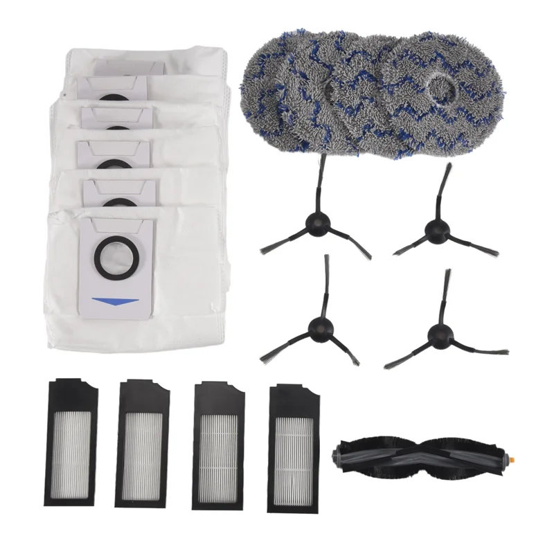 M04k acessórios para ecovacs x1 omni turbo vácuo robô peças de reposição escova principal rolo escova lateral filtro mop almofadas saco pó