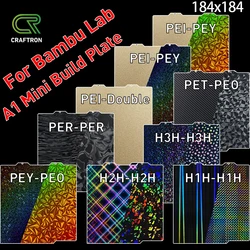 For Bambu Lab A1 Mini Build Plate Double Sided H1H PEY PEO PET PEI Bed Spring Steel Pei Sheet Led strip 184x184 for Bambulab A1