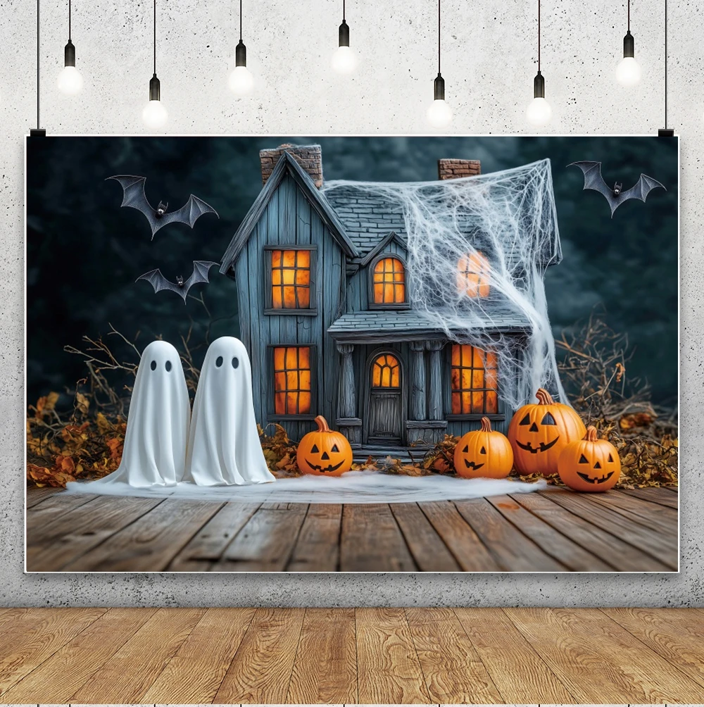 زينة الهالوين 2025 خلفية صورة قلعة اليقطين شبح شبكة العنكبوت استحمام الطفل عطلة الأسرة حفلة التصوير خلفية