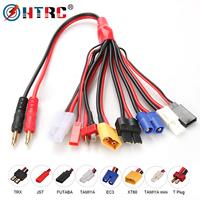 HTRC 8 in 1 RC Lipo Battery Charger Adapter Connector Splitter Cable 4.0mm Banana Plug to JST T Plug XT60 EC3 Futabas Tamiyas