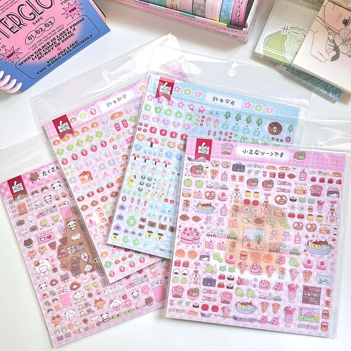 Cute Animal Decorative Stickers Kawaii Square Stickers for Scrapbook Stationery Diy Arts Crafts Album Materials Sticker