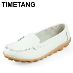 TIMETANG New  Women genuine Leather Shoes Slip-on Ballet women Flats Comfort shoes woman moccasins sapatilhas femininos