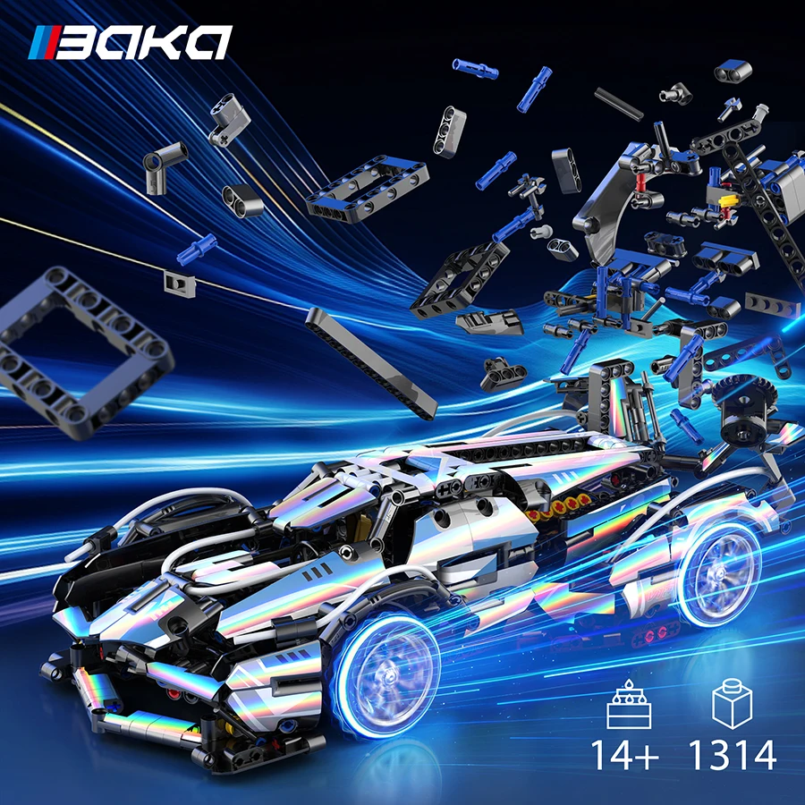 Racing Car Building Sets - 1:14 Speed Model Cars Kit, Gift Idea for Kids, Boys, Girls and Motor Sport Fans (1314 PCS)