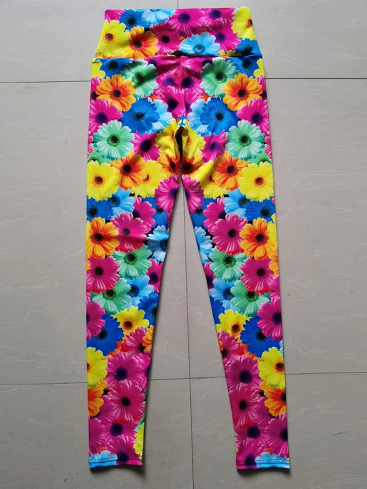 Mallas de entrenamiento con estampado de crisantemos para mujer, Leggings deportivos de Color Push Up, pantalones elásticos de cintura alta para gimnasio y Yoga