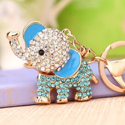 Fashion Crystal Elephant Car KeyChain Alloy Key Chain Ring Holder Animal Keyring Laveros Charm Women Bag Jewelry