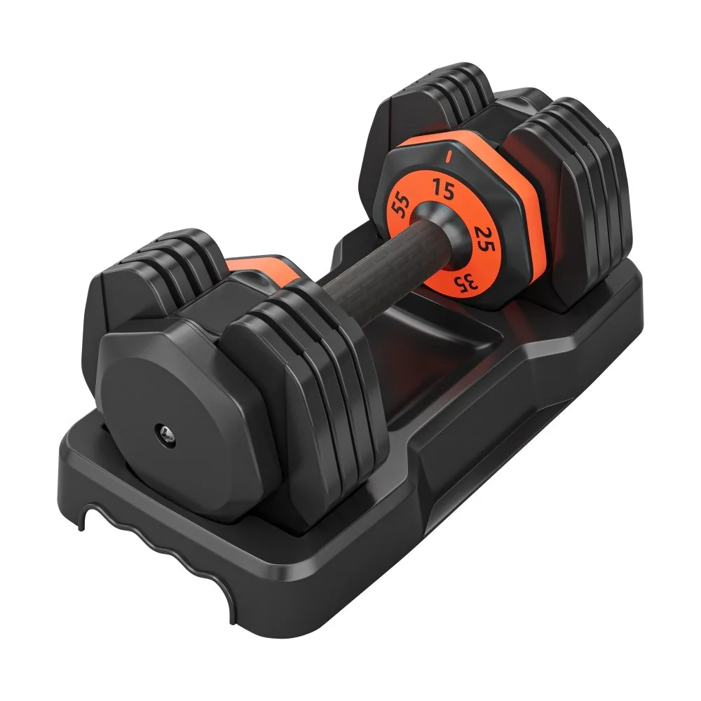 

55LB 5 in 1 Single Adjustable Dumbbell Free Dumbbell Weight Adjust with Anti-Slip Metal Handle Ideal for Full-Body Home Gym