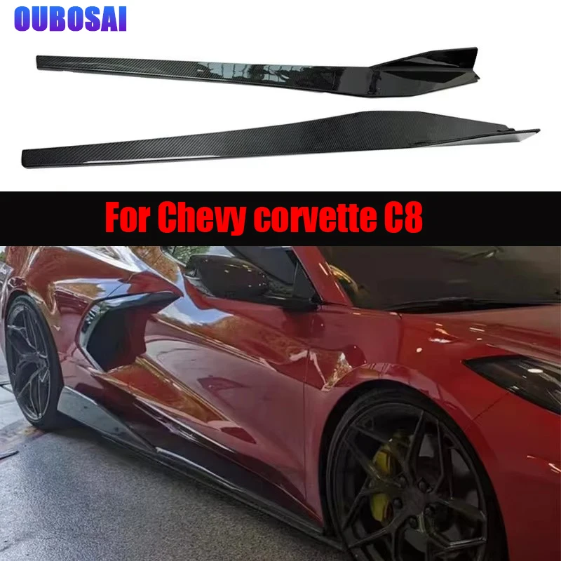 

For Chevy corvette C8 Z06 2020+ Carbon Fiber Side Skirt Splitters Cupwings Winglets Canards Apron Bumper Side Skirts