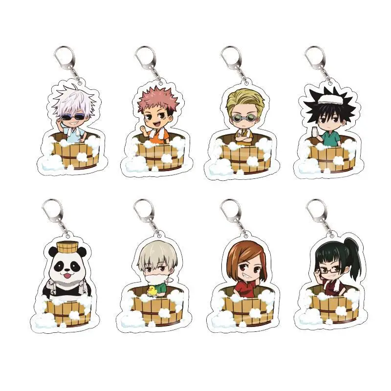 Anime Figure Satoru Gojo Itadori Yuji Kugisaki Nobara Key Ring Double-Sided Acrylic Key Chain Model Plate Backpack Friend Gift