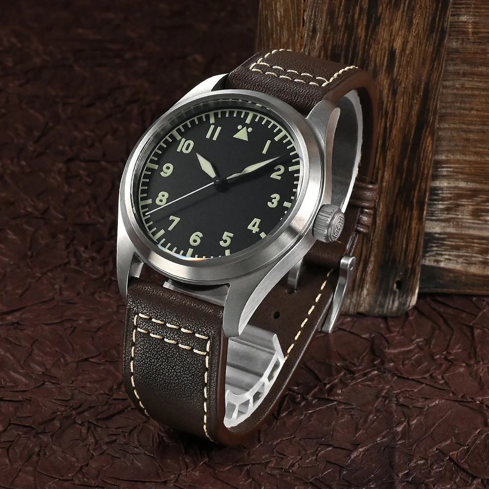 San Martin 39mm Pilot Watch Simple Military Style Mens Watch NH35 Automatic Mechanical Watches Sapphire C3 Luminous 20Bar