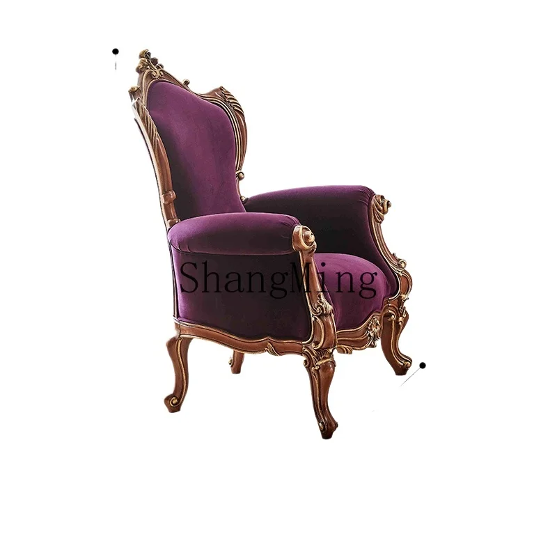 

ZYH solid wood leisure living room bedroom retro single chair fabric balcony chair