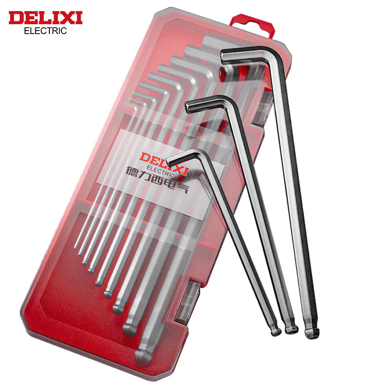 DELIXI ELECTRIC Allen Key Set，S2 Alloy Steel Durable Allen Hex Wrench Screwdriver Thickening Box-packed Set，Vehicle Maintenance