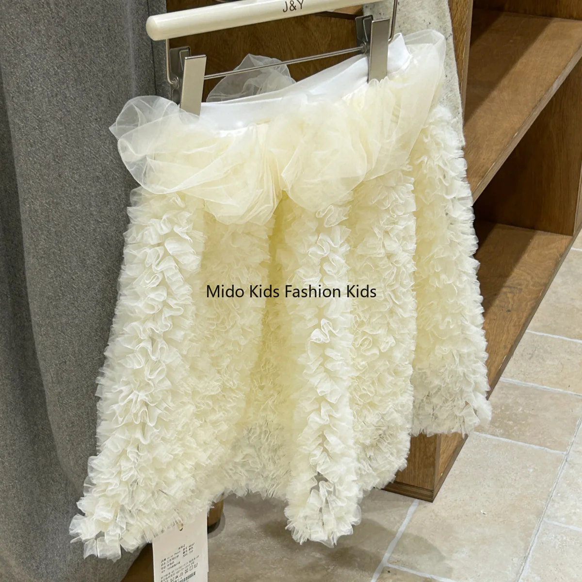 2025 خريف شتاء جديد المخملية بطانة مزاجه زهرة الدانتيل نصف الجسم تنورة الفتيات المألوف مائة مع تنورة الأميرة #3