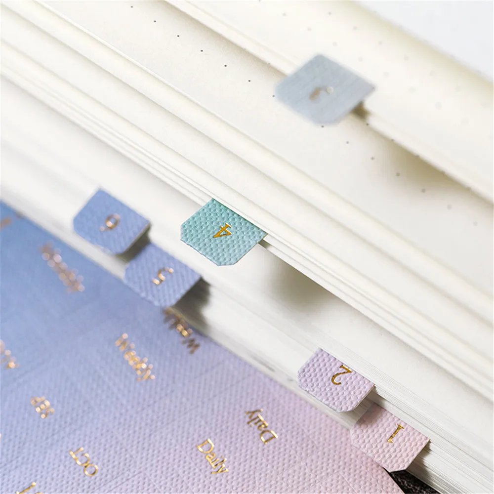 10 Sheets Bookmark Sticker Gradient Color Index Kawaii Learning Tool Daily Plan Label Note Marker Number Classification Marker