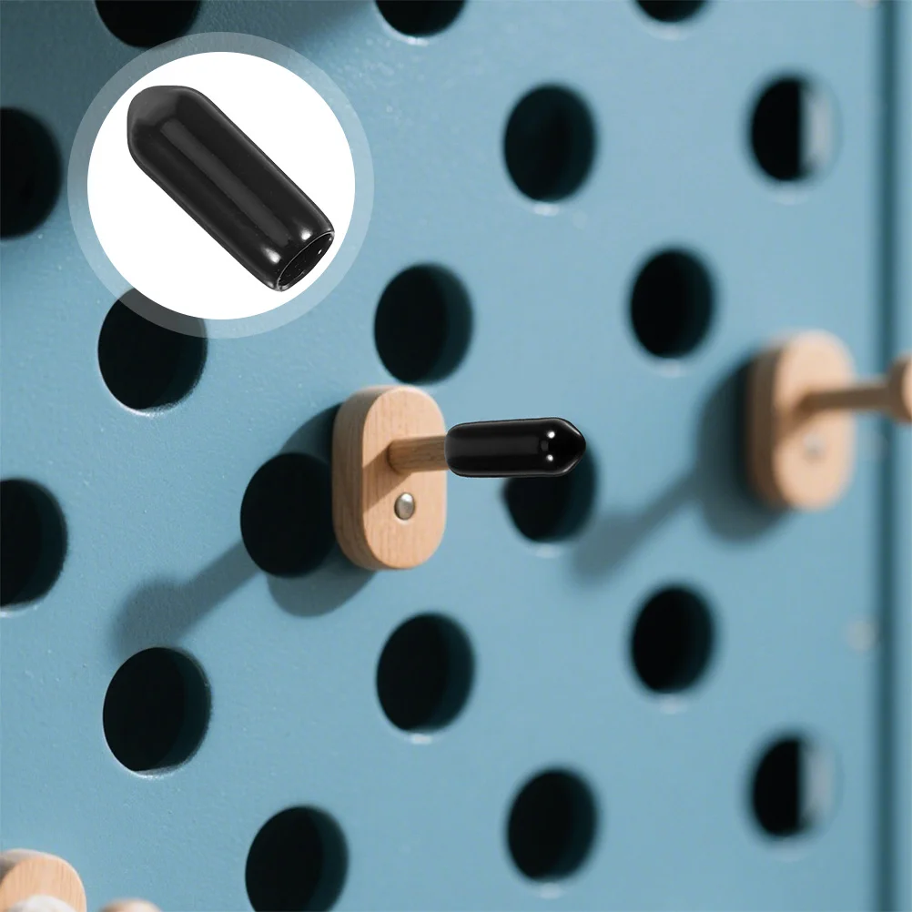 

200Pcs Pegboard Hook End Cap Black PVC Screw Thread Protector 65mm Wire Safety Covers Uv Resistant Easy Installation
