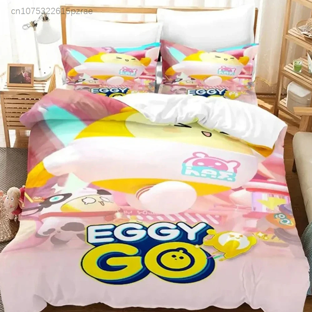 Cartoon Eggy Party Game Bedding Set Boys Girls Twin Queen Size Duvet Cover Pillowcase Bed Kids Adult Fashion Home Textileextile