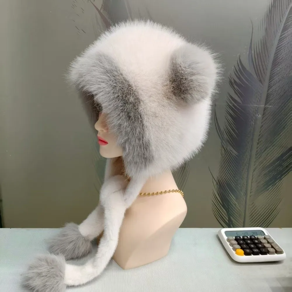 Polyester Material Faux Fur Trapper Hat Thick Warm Lining Ear Protection Design Winter Ear Flap Hat