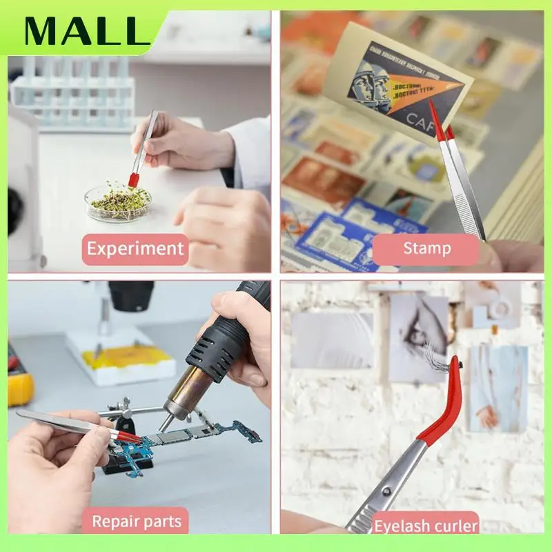 

MALL, 4 шт., пинцет с резиновыми наконечниками, набор пинцетов с ПВХ-покрытием, резиновые пинцеты с прямым кончиком, резиновый пинцет с плоским кончиком