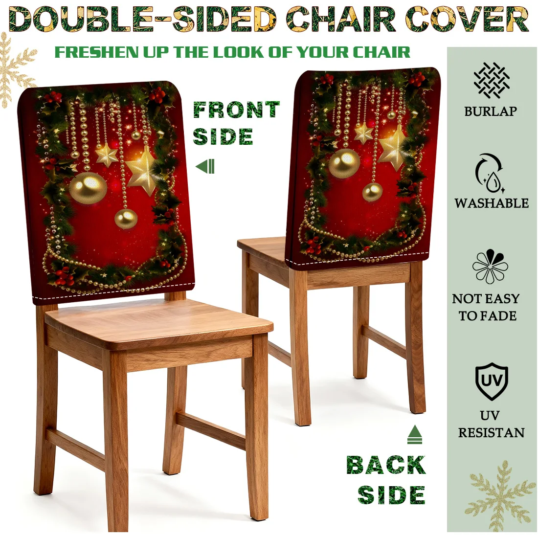 Christmas Holly Fruit Chair Cover Slipcovers Set of 2/4/6 100% Polyester Dining Room Office Banquet Chair Protective Cover