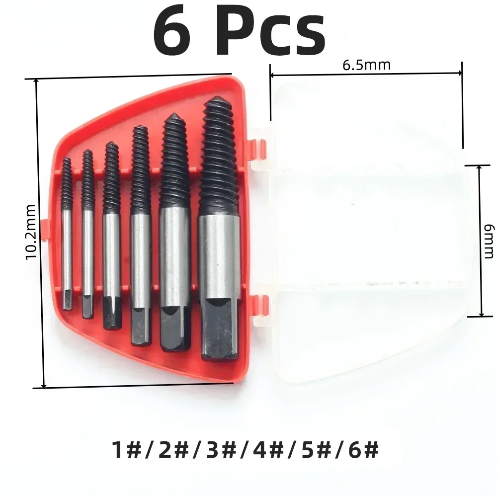 5/6 Pieces Screw Extractor Damaged Screw Removal Extractor Drill Durable Easy To Remove Center Drill Damaged Bolt Removal Tool