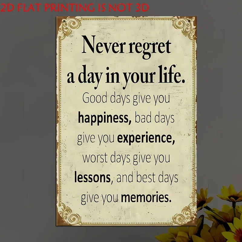 2D Flat, 1pc Inspirational Life Quote Decorative Plaque, Retro Scroll Pattern Border with Healing English Short Sentences, Soft