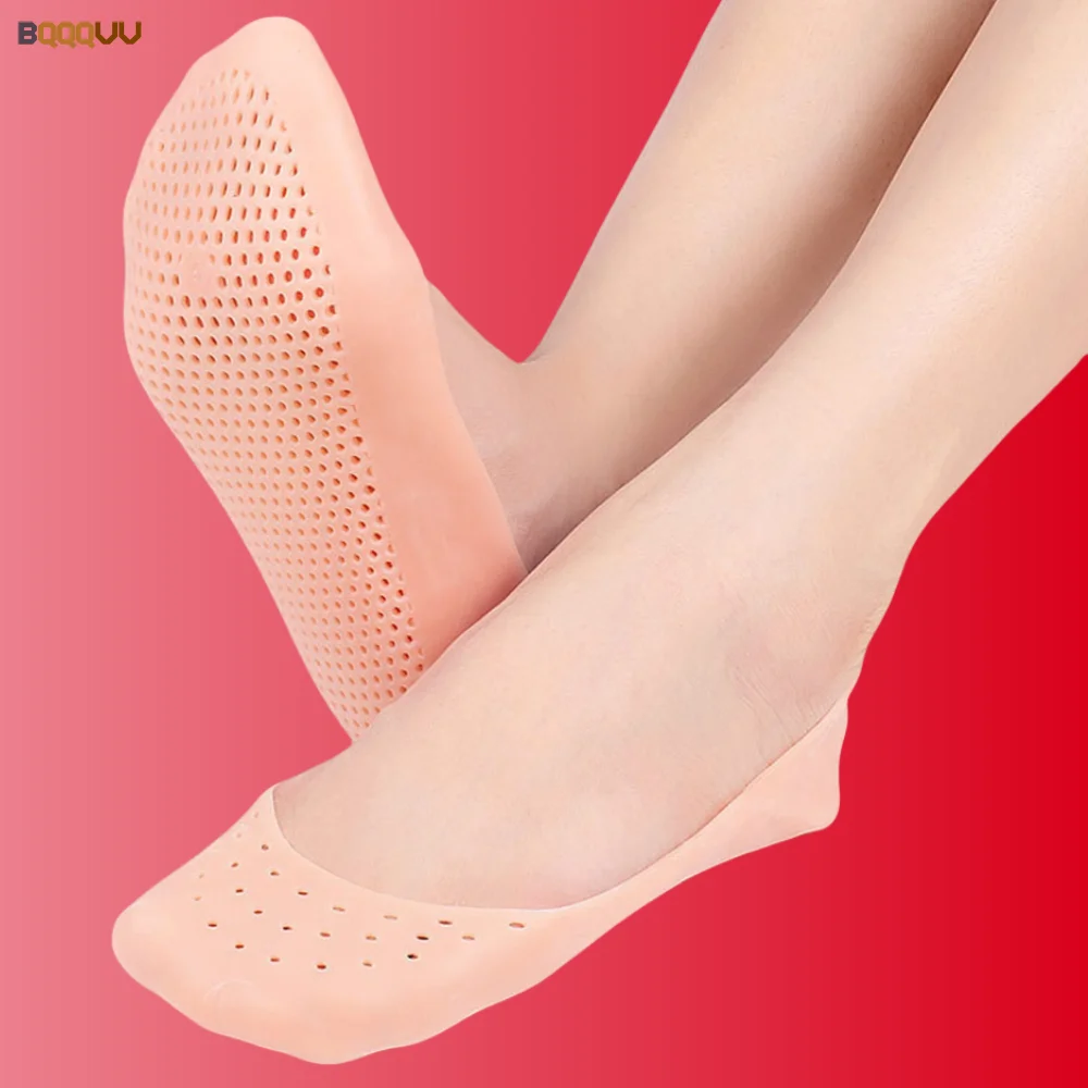 1Pair Silicone Socks Gel Heel Socks Anti Slip Moisturizing Socks for Women Men Dry Cracking Skin With Hole