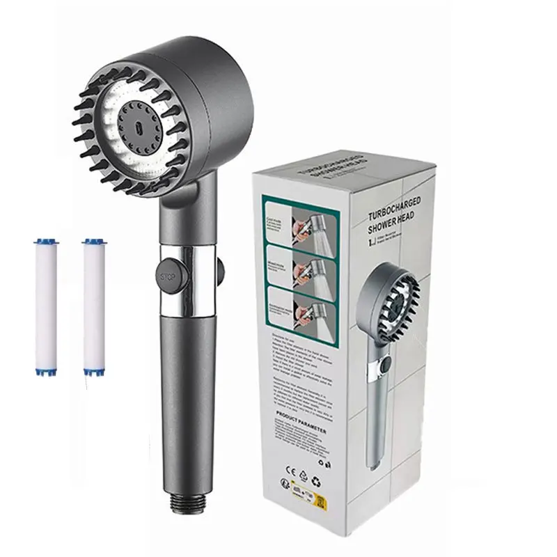 1pcs High-pressure Shower Head 3-mode Adjustable Spray with Massage Brush Filter Rain Shower Faucet Bathroom Accessories
