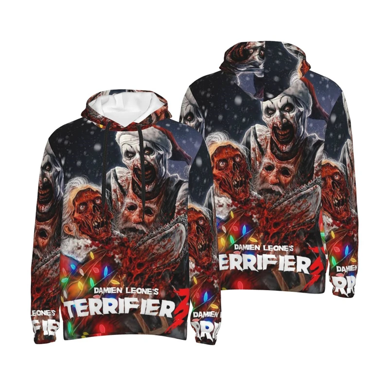 2025 New Terrifier 3 Graphic Sweatshirts Horror Movie 3D Printed Hoodies For Men Clothes Funny Xmas Gifts Unisex Hoodie Boy Tops