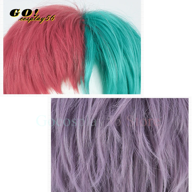 RainDrops-Perruque de Cosplay de Joe Rikipiercplay, Cheveux Synthétiques Courts Roses et Bl192., VTuber Virtual Idol Py Play Sauna Wear