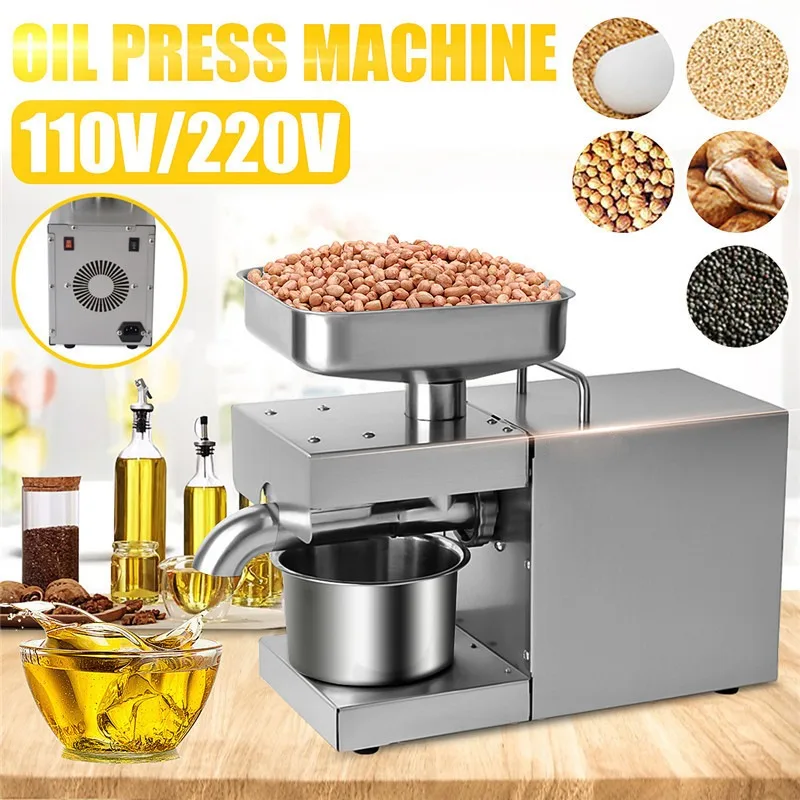 Kitchen Oil Press Machine Electric Automatic for Avocado Coconut Flax Peanut Castor Perilla Seed Canola Sesame 110V/220V
