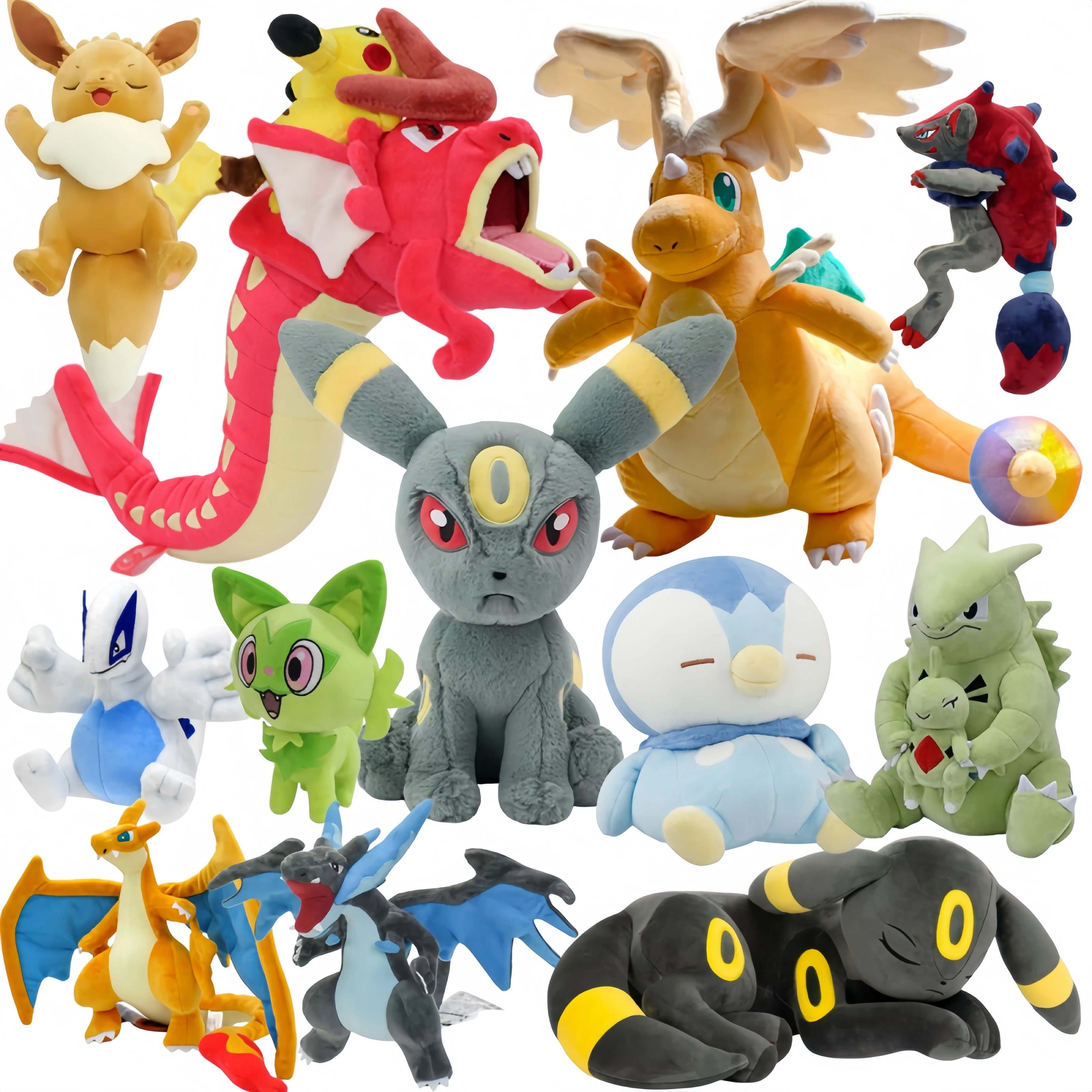 Pokemon Mega Dragonite Plush Toy Gyarados Sprigatito Zoroark Lugia Umbreon Piplup Bewear Tyranitar Espurr Eevee Stuffed Peluche
