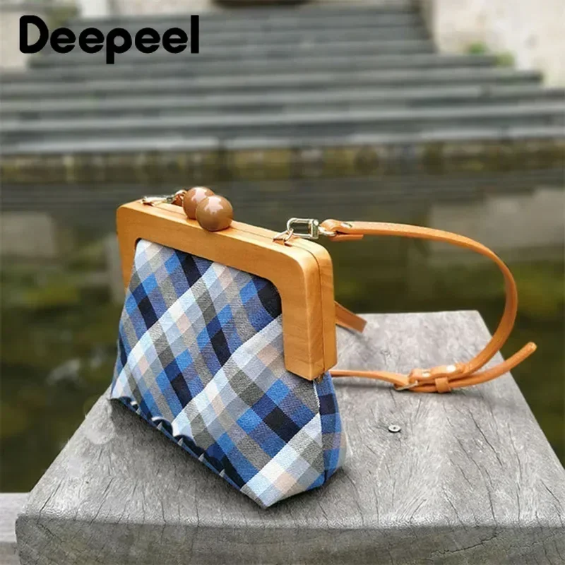 1Pc Deepeel Fashion Solid Wood Bags Handles Bag Closure Sewing Brackets Kiss Clasp DIY Handmade Luggage Hardware Accessories