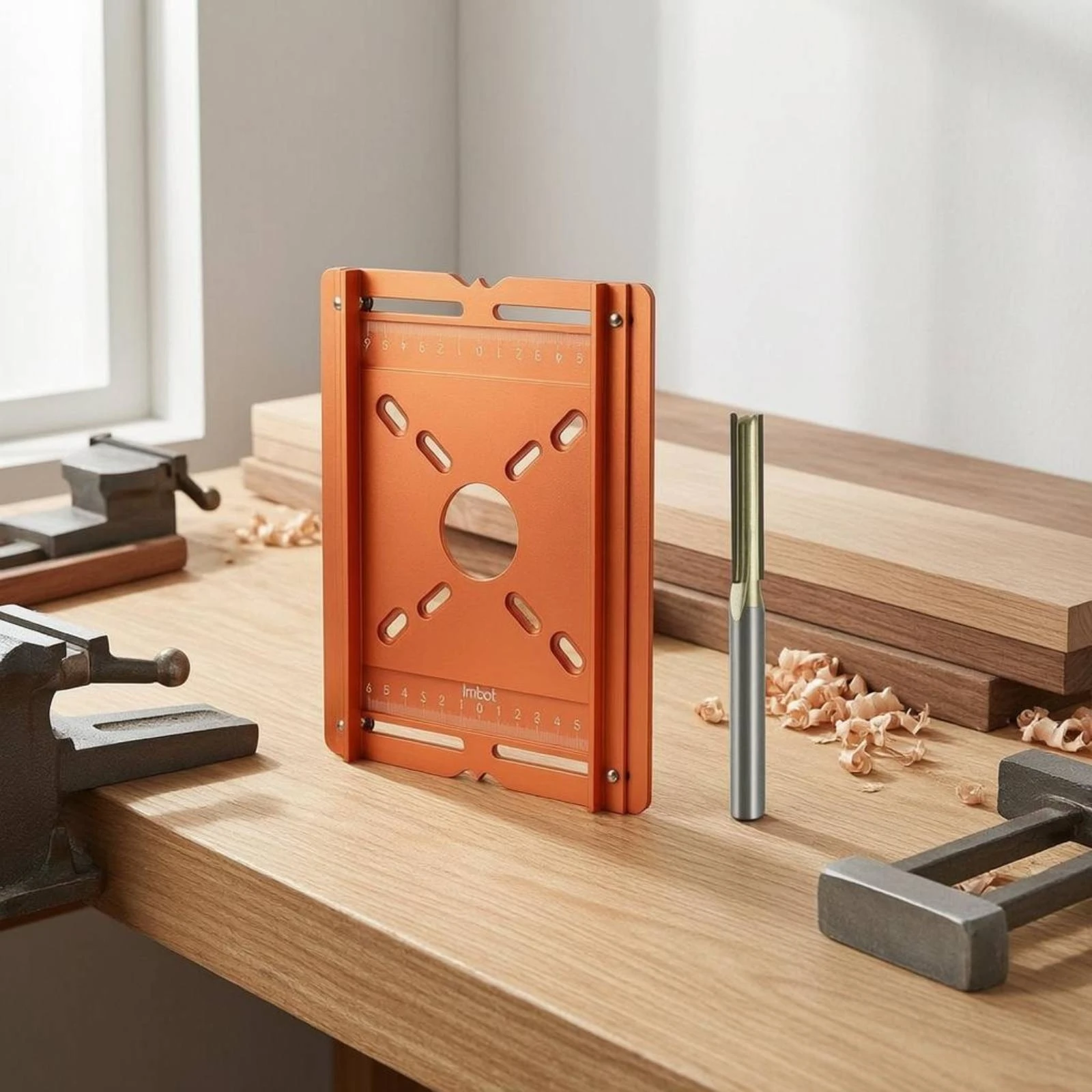 slotting-router-plate-measurement-markings-router-grooving-base-plate-trimmer-base-polished-finish-slotting-bracket-orange