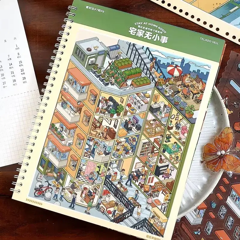 

Miniature Scene Sticker Collection Book With 7 Themed Scenarios Smudge Proof Printing