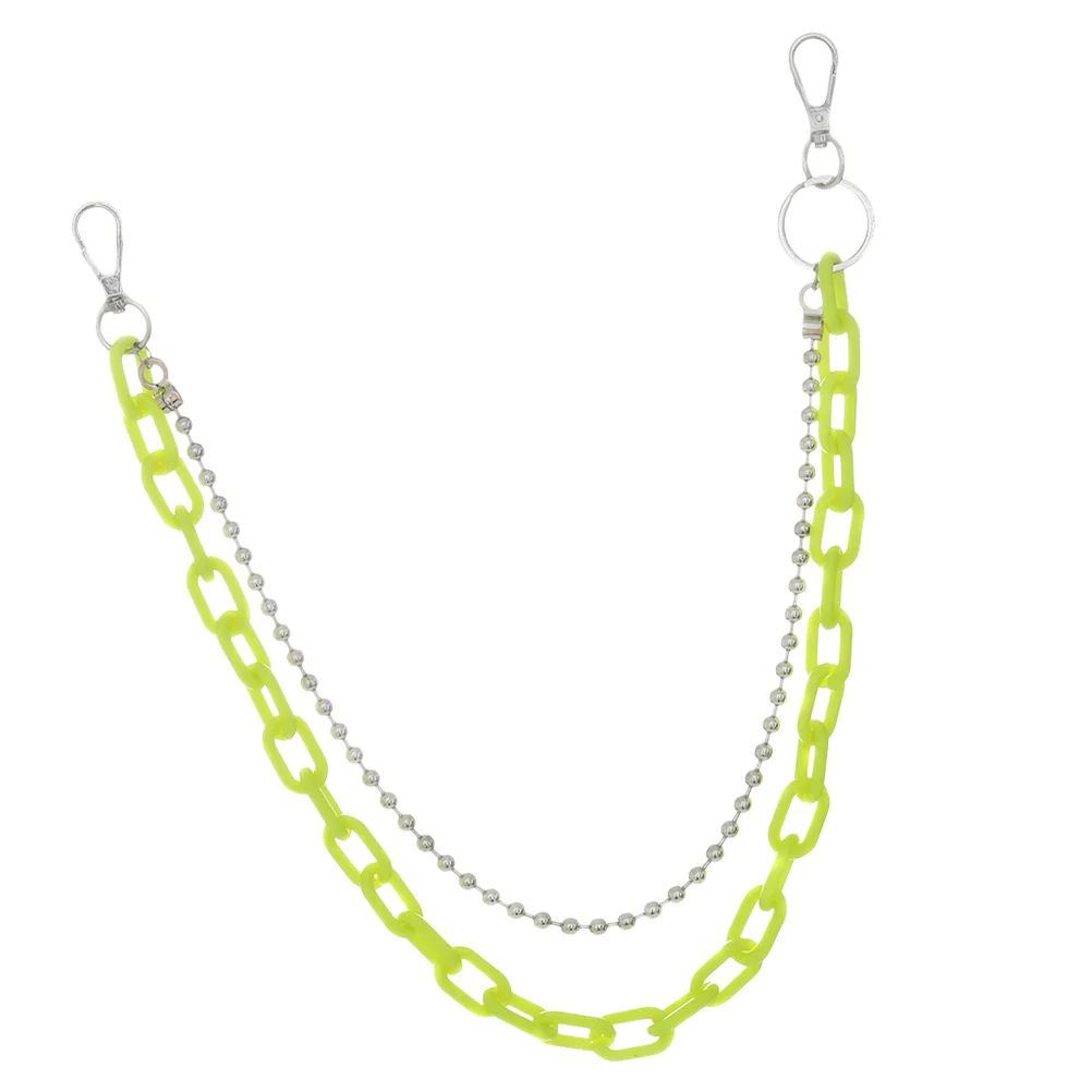 Geometryczny łańcuszek na ciało, owocowo-zielony, akrylowy, żelazny, lekki, wytrzymały, polerowane okrągłe koraliki, galwanizowany, błyszczący łańcuszek na talię.
