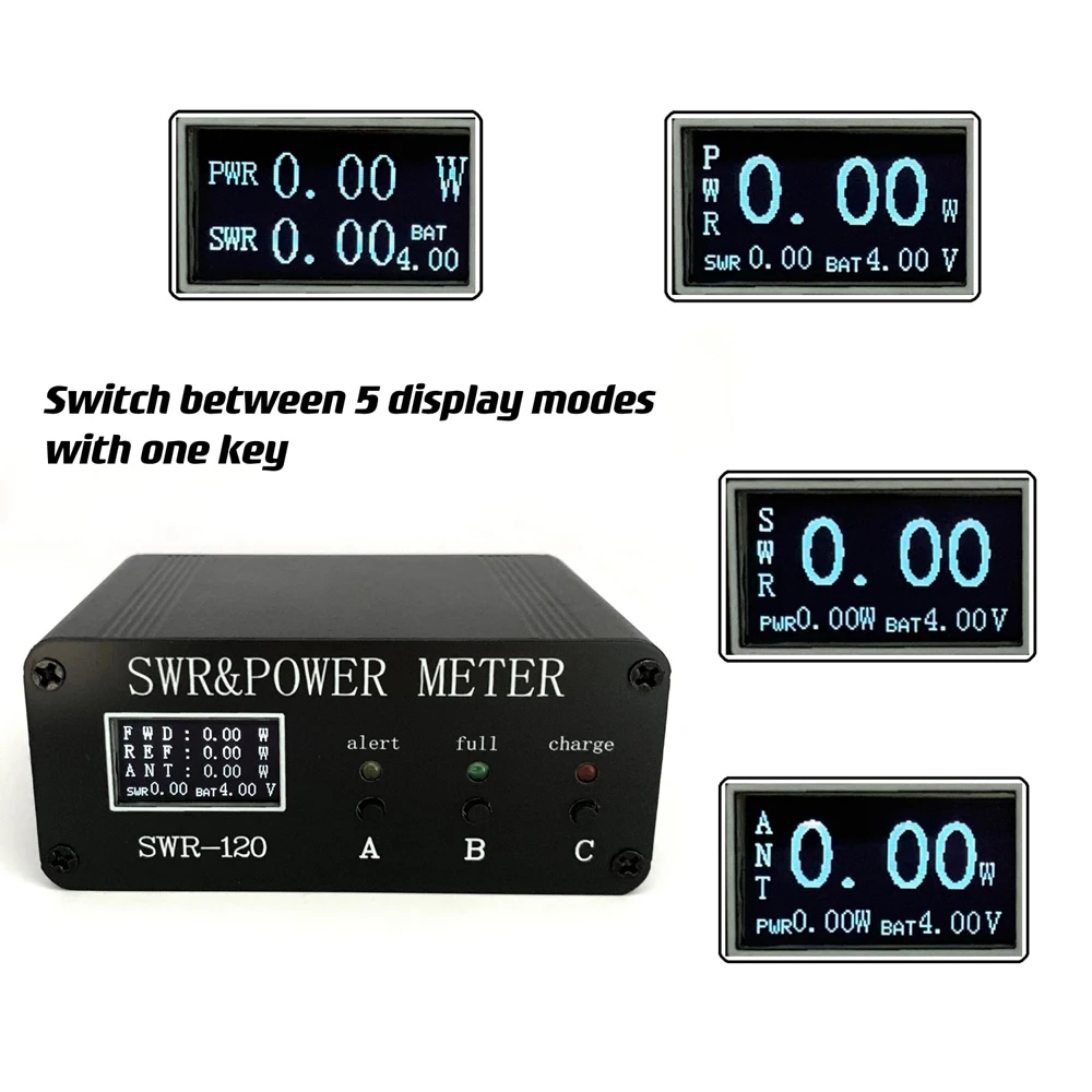 SWR-120 1.8MHz-50MHz 0.5W-120W Standing-wave Meter OLED Digital Display SWR HF Short Waves Meters Power Watt Meter