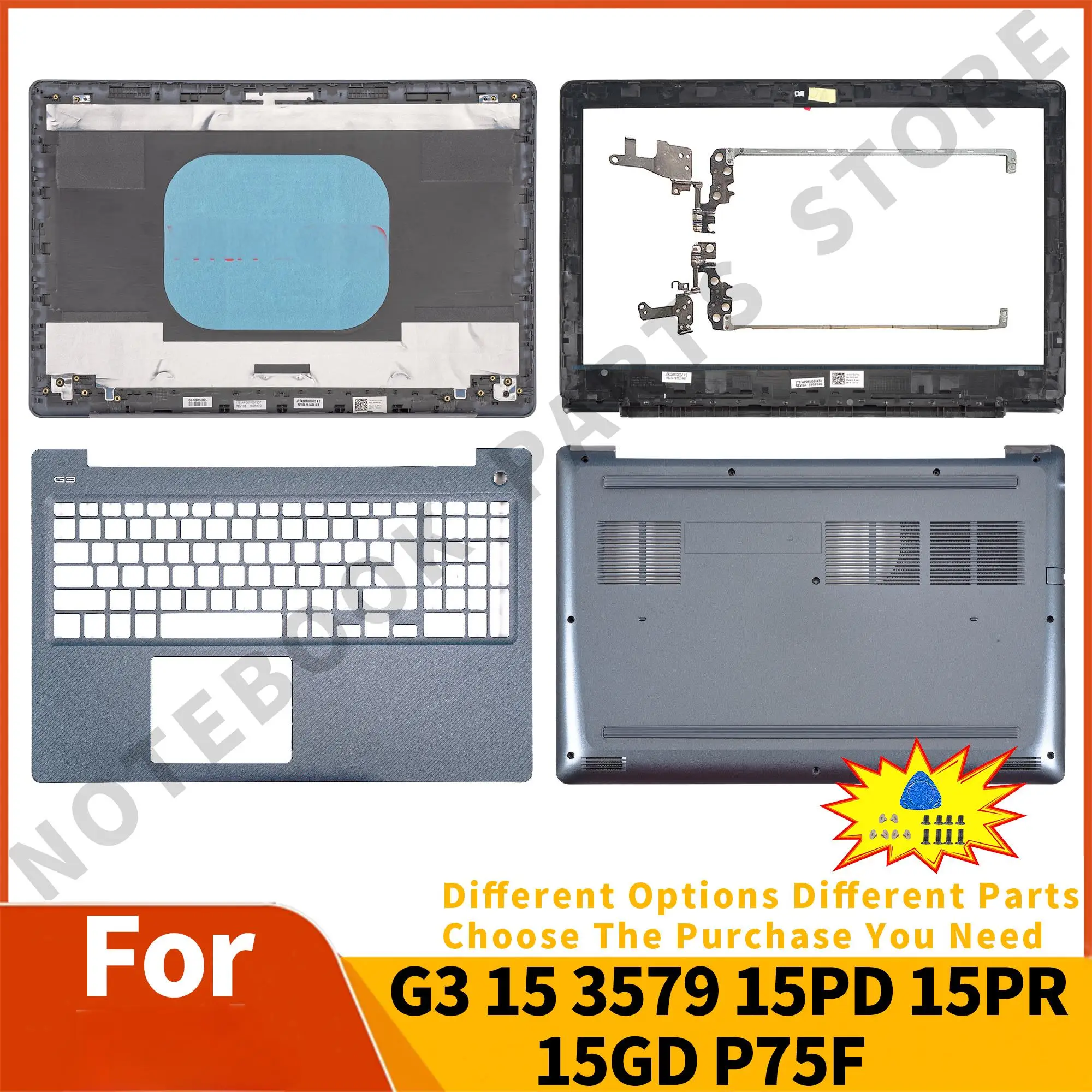 

New For G3 15 3579 15PD 15PR 15GD P75F LCD Back Cover/Front Bezel/Palmrest/Bottom Base/Hinges Blue Logo 15.6 inch